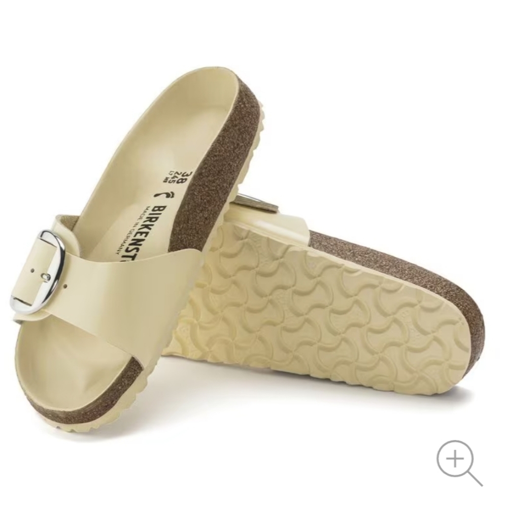 NWT Birkenstock Women's Sandals Madrid Big Buckle Natural Leather Patent S8 - Picture 4 of 15